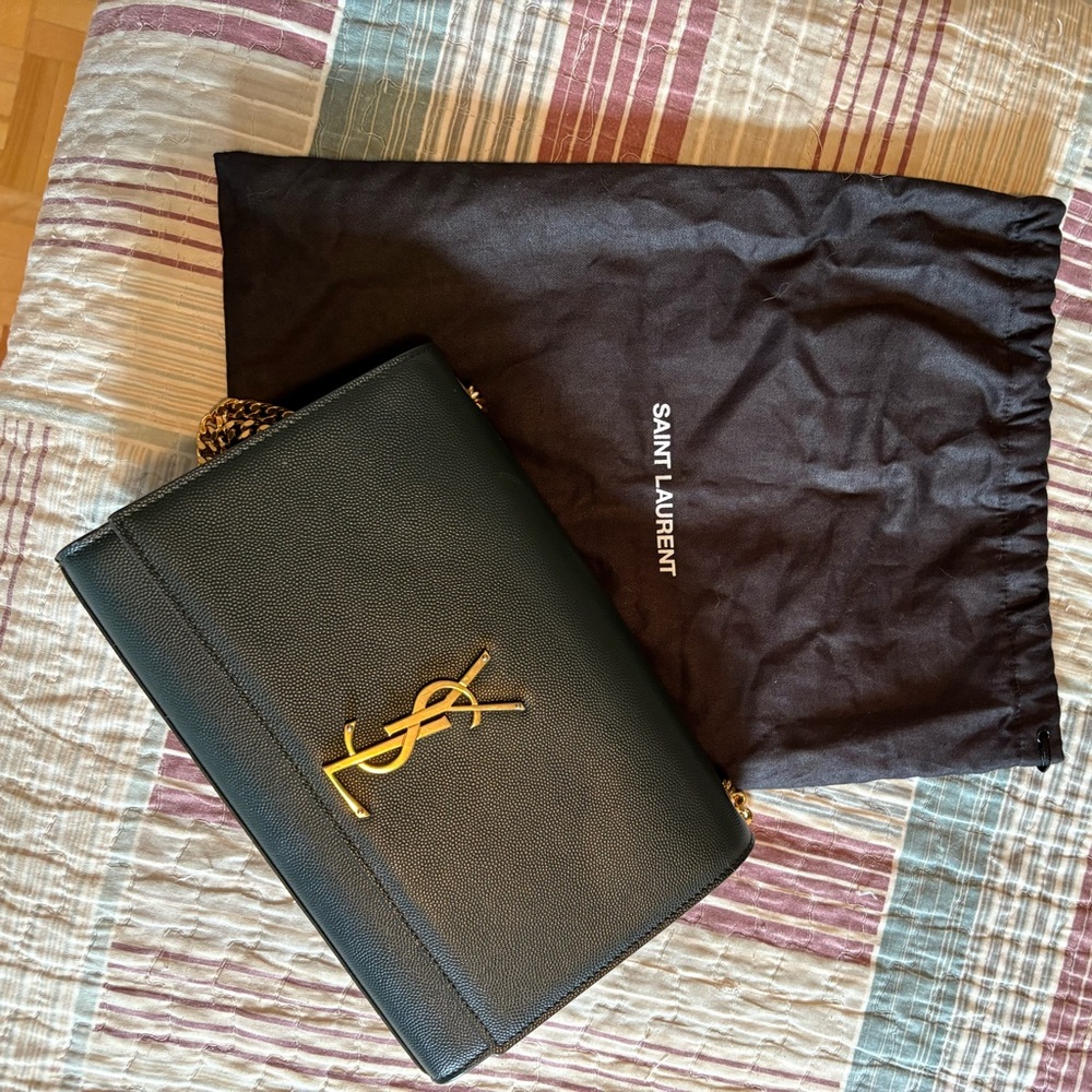 Authentic Yves Saint Laurent Kate Dark Green Crossbody with Gold Chain - Picture 9 of 10